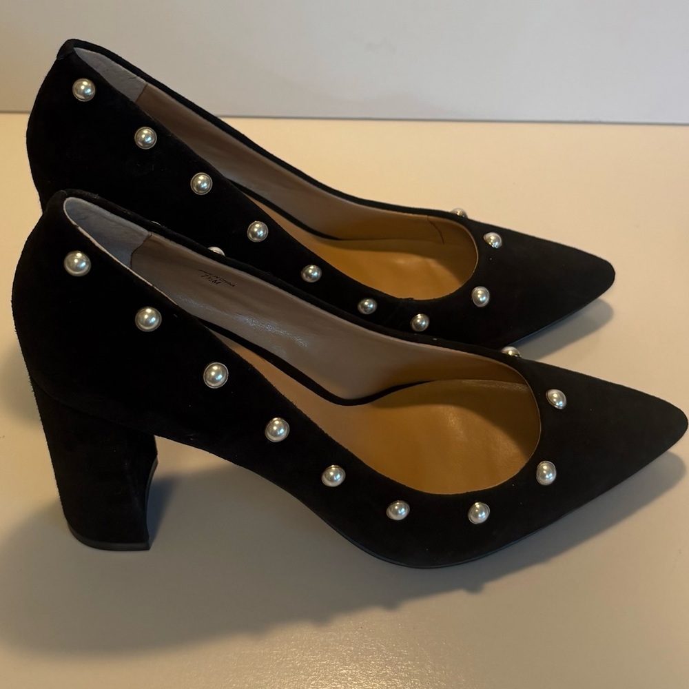 Banana Republic Black Heels with Pearl Accents